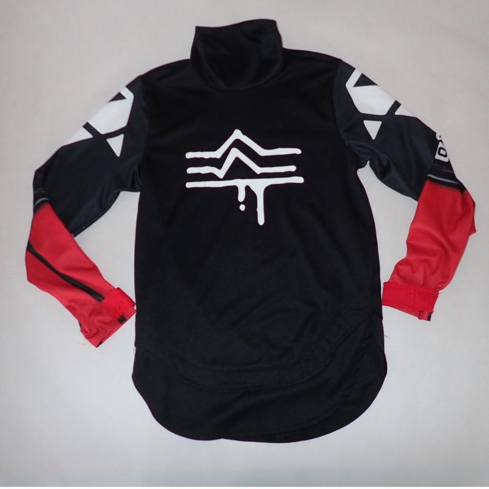 Fortnite Kids Drift Costume Top Long Sleeve Mock Neck Shirt Black Red Size M